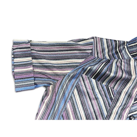 Mod Vintage 60s Twiggy Space Age Fit & Flare Twirl Mini Dress Striped Womens M - Picture 4 of 9